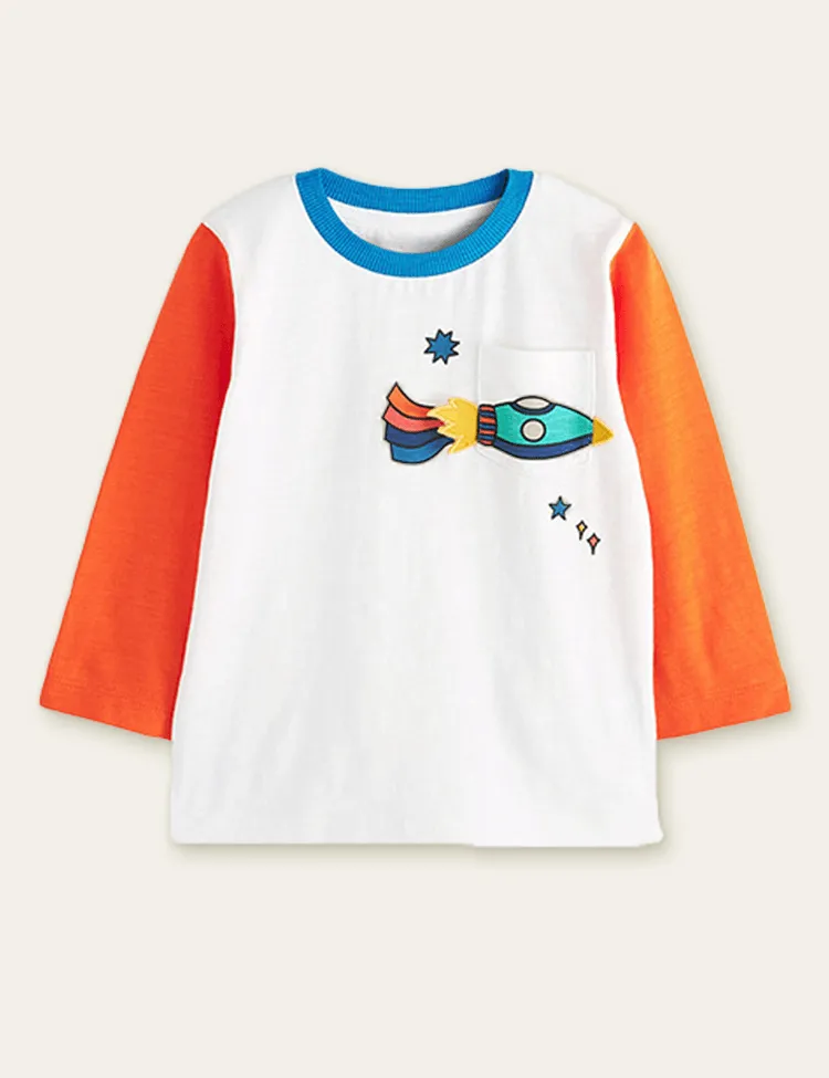 Unisex Rainbow Rocket Printed Long Sleeve T-shirt - Image 5