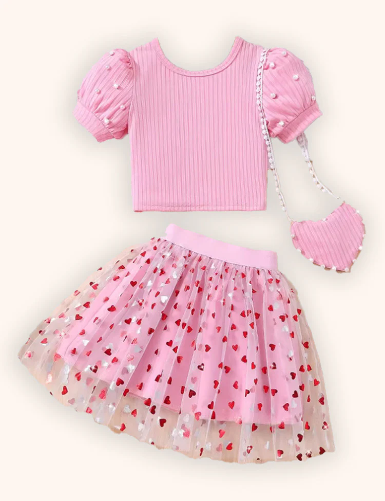 Valentine's Day Heart Tulle Skirt Set