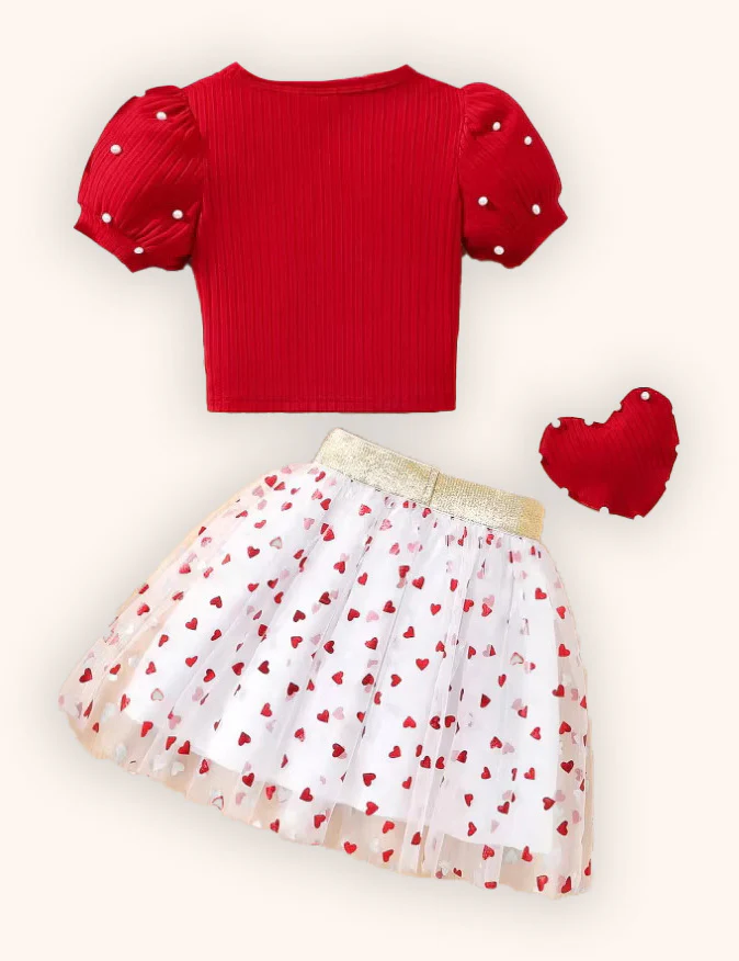 Valentine's Day Heart Tulle Skirt Set - Image 6