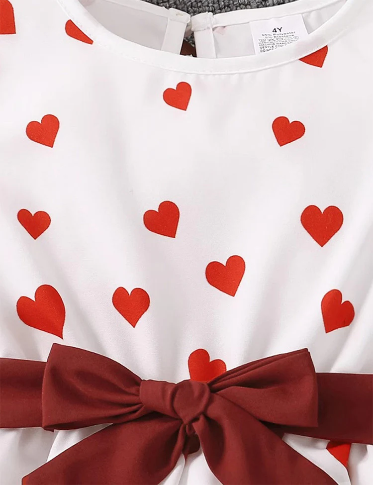 Valentine's Day Love Print Dress + Knitted Jacket - Image 3