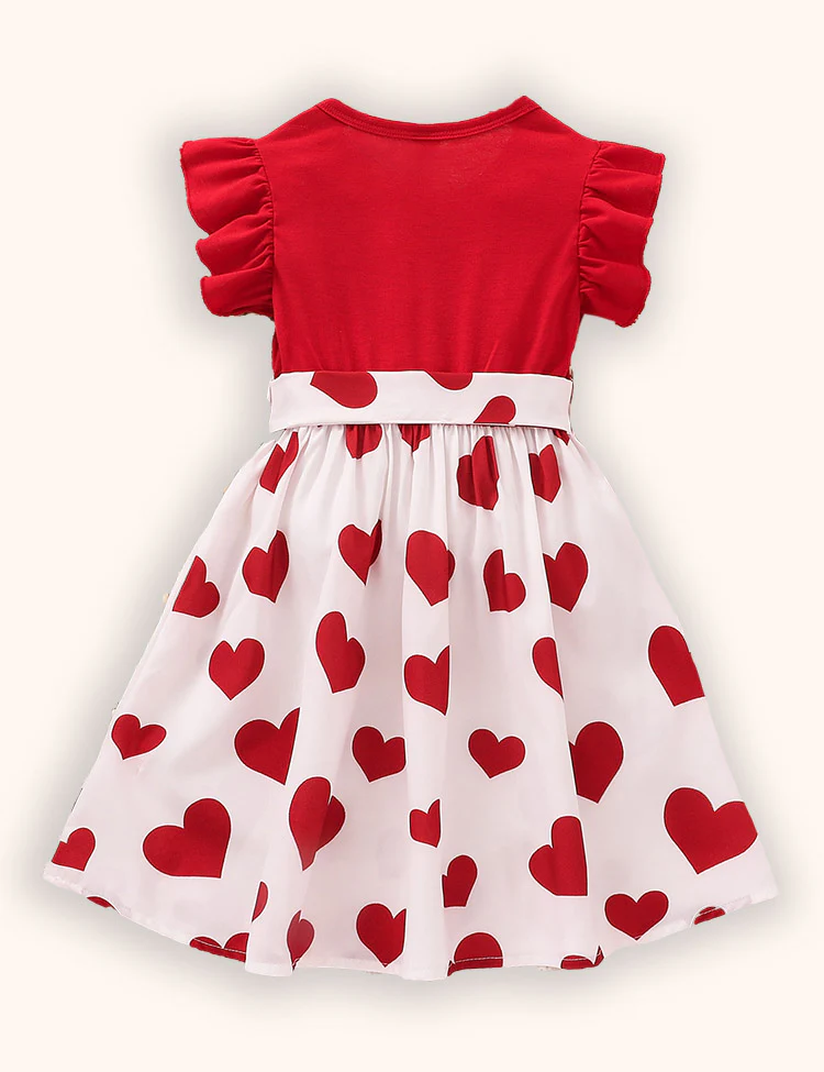 Valentine's Day Love Printed Flying Sleeve Dress - Image 2