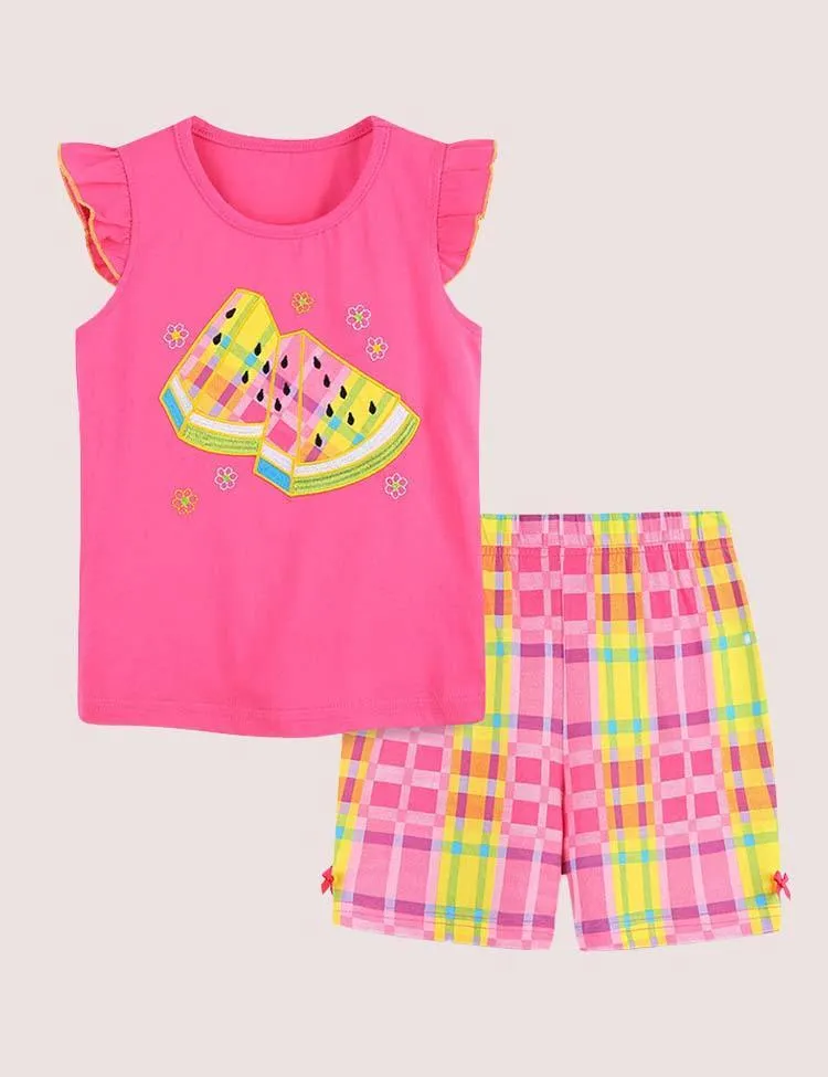 Watermelon Embroidered Sleeveless Set