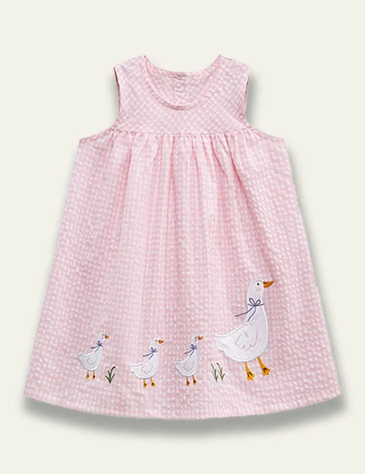 White Duck Appliqué Sleeveless Dress