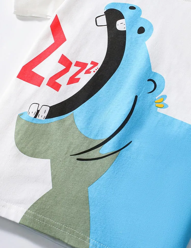 Yawning Hippo Printed T-Shirt Set - Image 2