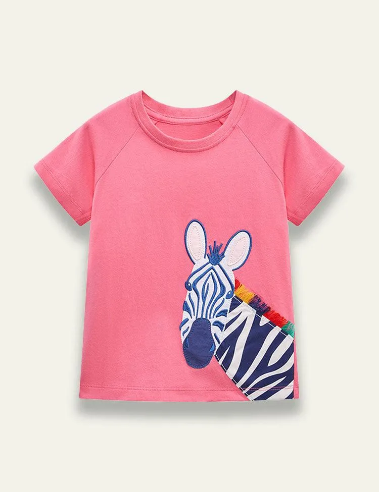 Zebra Appliqué Crewneck T-shirt